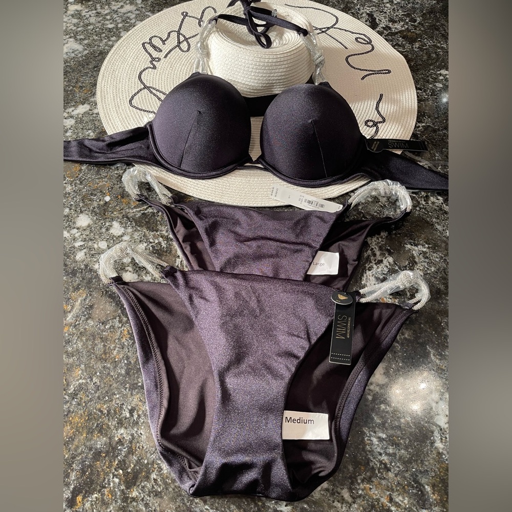 NWT Victoria Secret bikini bombshell SHINE ROPE 34C,36B, 32D and M or L bottoms
